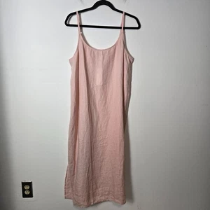 Eileen Fisher Gr. M 100% Bio Leinen Delave Cami Midi Schlupf Kleid Puderrosa - Bild 1 von 12