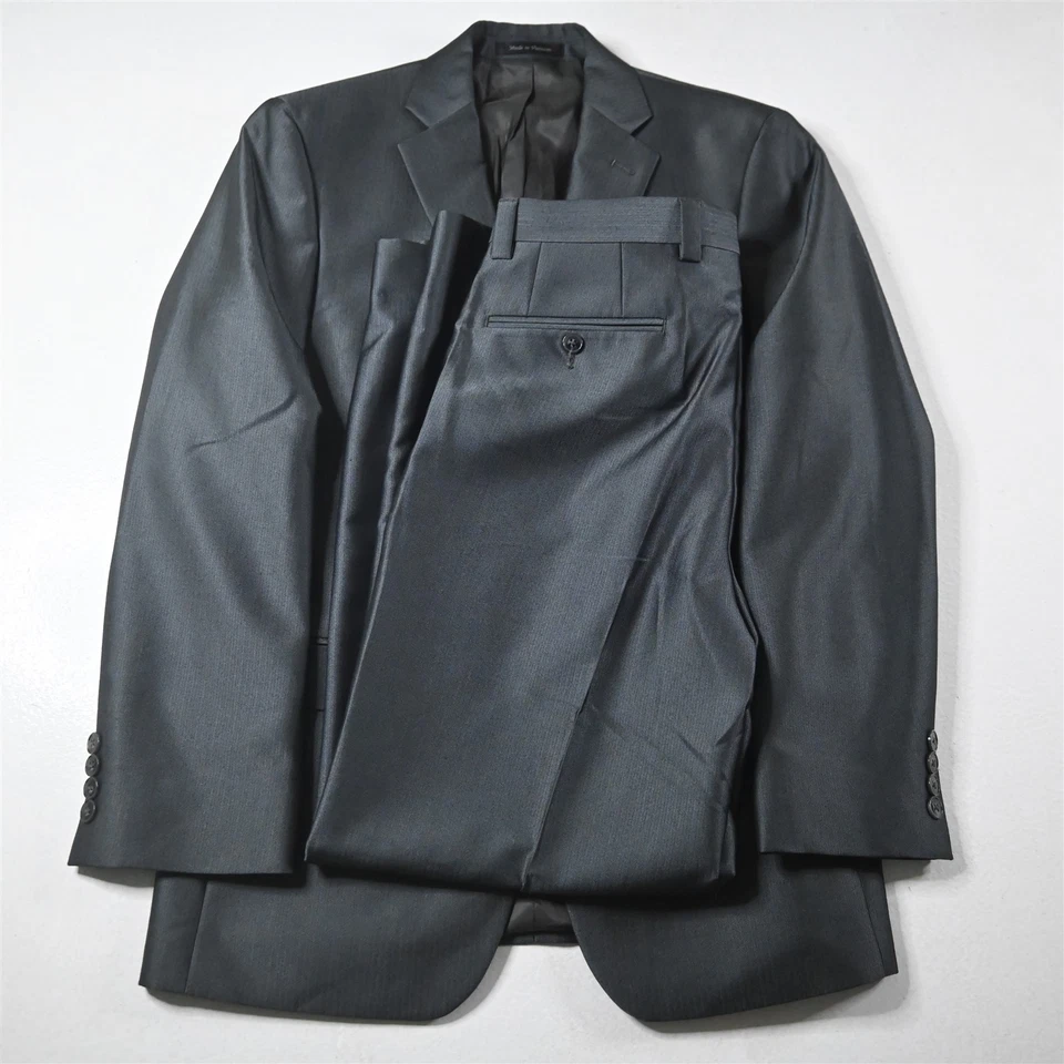 Calvin Klein 36R 32x30 Gris Plateado Espiga Hombres Chaqueta Pantalones Traje Foto 1 de 4