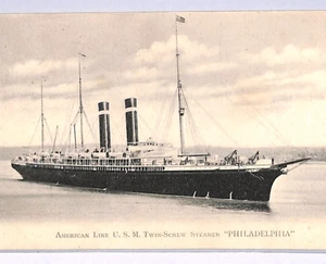 TRANSATLANTIC SHIPS *Philadelphia* USA American Line Steamer UPU Postcard WP110 - Picture 1 of 12