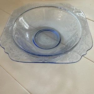 Federal Glass Madrid Depression Blue Soup/Salad Bowl 6 3/4" - Picture 1 of 7