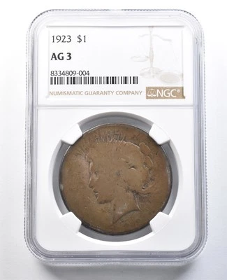 1923 Peace Silver Dollar AG3 NGC Lowball *8260 - Image 1 of 3