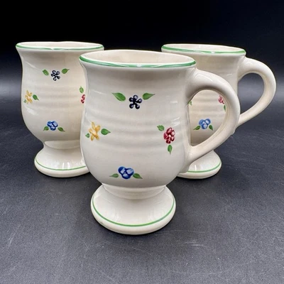 Pfaltzgraff VICKIE HANSON Cerámica 5" Tazas Pie Pedestal Firmado Floral Foto 1 de 4