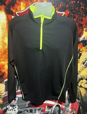 Charles River Apparel Quarter Zip Sweatshirt XL  Men's Black/Lime Yellow Boarder - Image 1 of 4