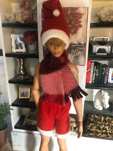 Barbie Clothes for Ken Christmas Santa Claus Santa Red Hat & Scarf - Picture 1 of 2