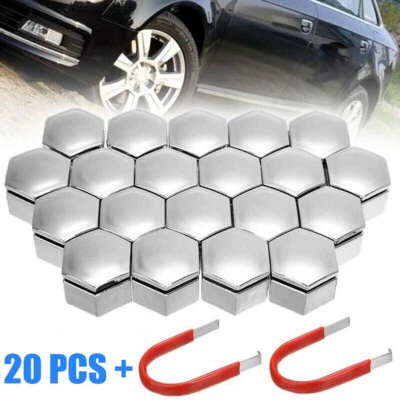 20Pcs 17mm Chrome Car Wheel Lug Nut Bolt Center Cover Screw Nuts&Clip Tool Kits Foto 1 de 4