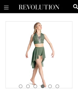 Sage green contemporary dance costume 2-piece adult small, added rhinestones - Picture 1 of 7