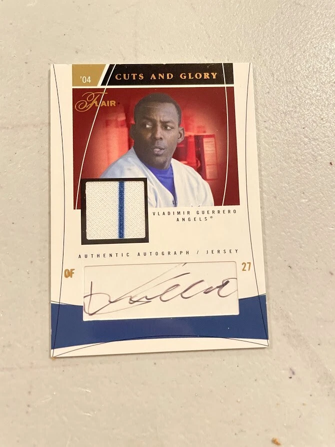 Tarjeta Jersey Autografiada Vladimir Guerrero 2004 Fleer Flair Cuts and Glory/100 Foto 1 de 2