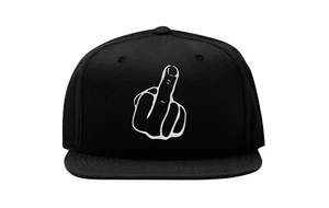 Middle Finger Sign Funny Embroidered Snapback Cap Fullcap Flat Bill Hat Hip Hop - Picture 1 of 4
