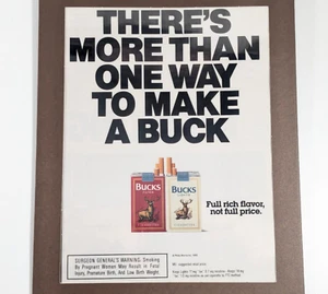 1990 Bucks Zigaretten Werbung | laminiertes 9,5x12 gerahmtes Display | Vintage Tabak Kunst - Bild 1 von 8
