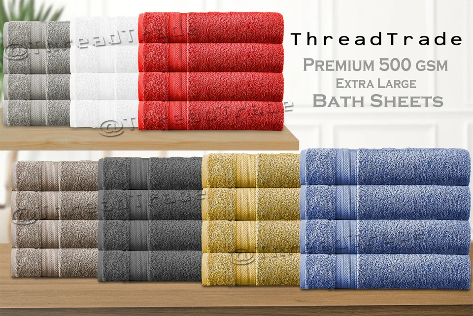 4X Extra Large Bath Sheets Premium 100% Egyptian Cotton Towel 90x170 cm 500 GSM - Image 1 of 1