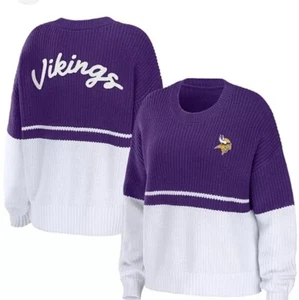 Women's Purple/White Minnesota Vikings Chunky Script Pullover Sweater Size 2XL - Picture 1 of 3