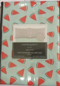 CYNTHIA ROWLEY 100% Cotton WATERMELON Slices 2 Standard PILLOWCASES 20" x 30" - Picture 1 of 1