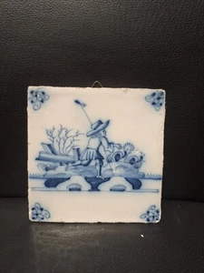antike fliese-kachel delft 13cm x13 seltenes fundstück - Bild 1 von 2