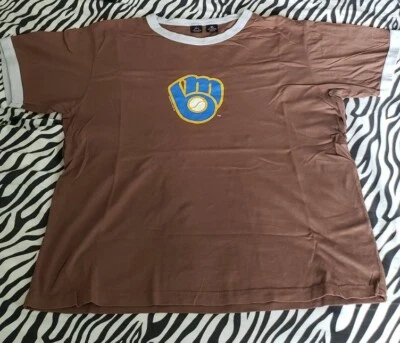 Milwaukee Brewers 2006 Alternative Apparel Retro Glove Logo Ringer XL T-Shirt ⚾️ - Image 1 of 4