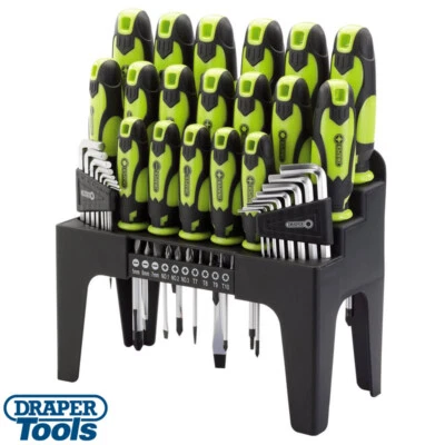Draper Screwdriver Allen Key Bit Set + Storage Stand Plain Cross Pozi 44pc - Image 1 of 4