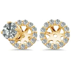 14K White/Yellow/Rose Gold Round Lab Grown Diamond Earring Jackets 4mm to 8mm - Picture 1 of 6