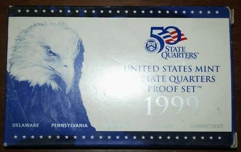 1999-s Clad QUARTERS Proof Set in original BLUE box Cover