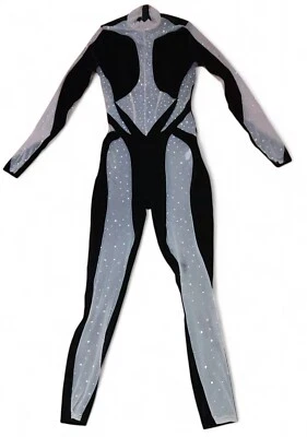 Traje Body Banjul Sexy Lentejuelas Una Pieza Negro Y Crema Talla Pequeña Foto 1 de 4