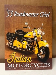 Insegna Latta Moto Indiana Roadmaster Cheif '53 - Foto 1 di 2