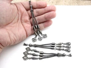 Juego de 3 piezas de borla metálica chapada en platino para cuentas de oración islámica Misbaha 821107 - Imagen 1 de 4
