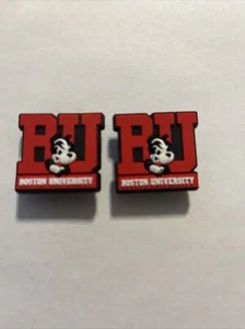 Set of 2 Boston University Terriers Men NCAA Football Croc Shoe Charms - Picture 1 of 1