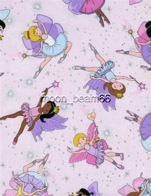 Tela de algodón rosa brillante princesa hada mariposa 1 7/8 yardas Foto 1 de 2