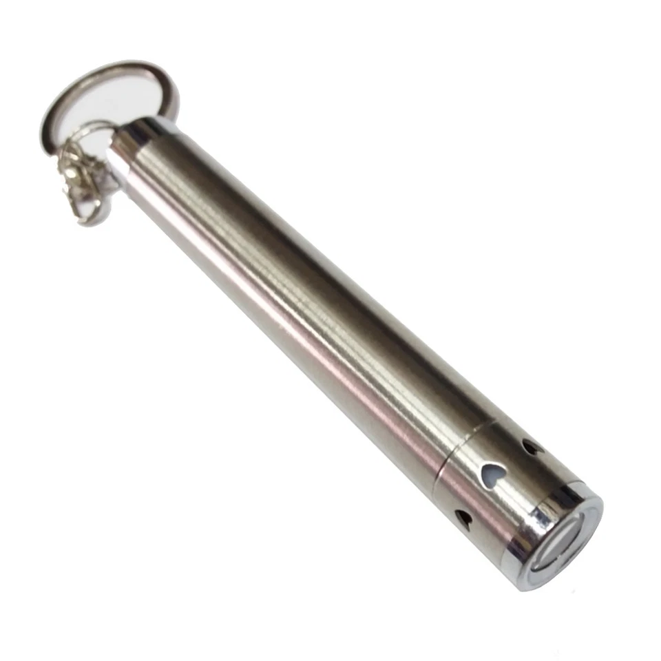 Mini torcia 1 LED anello portachiavi scocca alluminio argento batteria lampadina - Immagine 1 di 1