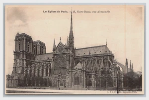 París Francia Notre Dame vista lateral Les Eglises de Paris SIN PUBLICAR 1908c BONITO - Imagen 1 de 2
