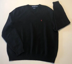mens Ralph Lauren Black Wool Cashmere Sweater XL Embr Pony LOGO Polo Golf - Picture 1 of 17