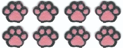 Pink Furry Dog Paw Patch Embroidered Cut out Iron on Lot of 8 - Image 1 of 2