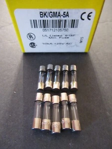Diez (10) Fusibles Bus GMA-5A GMA 5A BUSSMANN 5A 125V 5x20mm SOPLADO RÁPIDO NUEVO NOS - Imagen 1 de 7