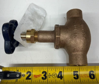 1" Nibco Bronze Globe Valve S-211-Y NJ2K008 Solder 125# 200psi Multi Turn Handle - Image 1 of 2
