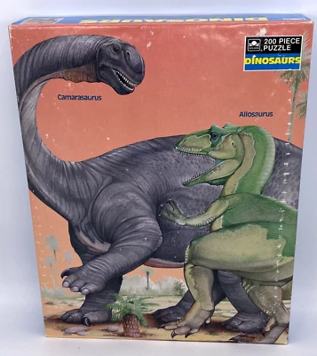 VTG SEALED GOLDEN Dinosaur Puzzle Camarasaurus Allosaurus 200+ pc 1980s NOS - Image 1 of 4