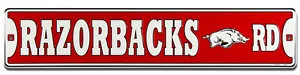 ARKANSAS RAZORBACKS METAL STREET SIGN 24" X 5" RAZORBACKS RD ROAD UNIVERSITY - Picture 1 of 1