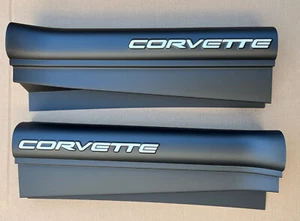 C5 Corvette NEW Black/white Lettering Door Sill Plates 1997- 2004 - Picture 1 of 5