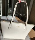 COACH Handbags Zip Top Tote Leather in Gold/Chalk # 4454 Shoulder Bag AUTHENTIC 