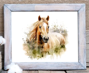 Pferd Wandbilddruck, Pferd Kunstdruck Bauernhaus Deko, Home Art Decor #254 - Bild 1 von 2