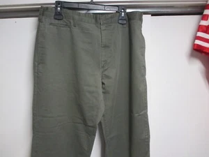 "GAP BRAND" MENS (HUDSON) ARMY GREEN KHAKI PANTS (38/32) EUC FLAT FRONT GREEN - Picture 1 of 5