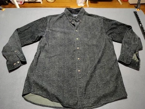 Trader Bay Pinwhale Corduroy Shirt Men M Black Floral Long Sleeve Fall - Picture 1 of 9