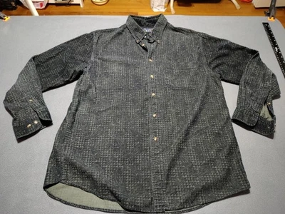 Trader Bay Pinwhale Corduroy Shirt Men M Black Floral Long Sleeve Fall  - Image 1 of 4