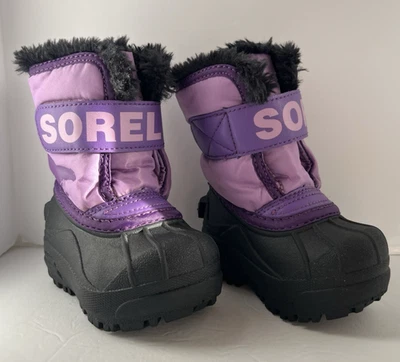 Sorel Toddler Snow Commander Insulated Snow Boots Light Purple and Black Size 4 - Image 1 of 4