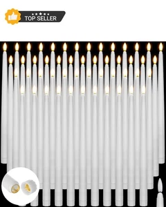 50 Pcs Flameless Taper Candles Battery Operated Bulk 12.4 Inch LED Flickering Fl - Picture 1 of 7