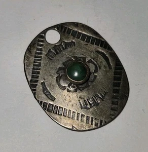 Vintage Navajo Sterling & grüner Strass Halskette Anhänger - Bild 1 von 3