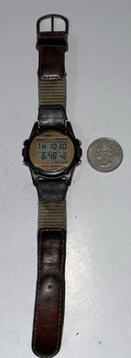 Timex Reloj Hombre Marrón Negro Plástico 100m Cuero Luz Alarma Cron Fecha Cuarzo Foto 1 de 4