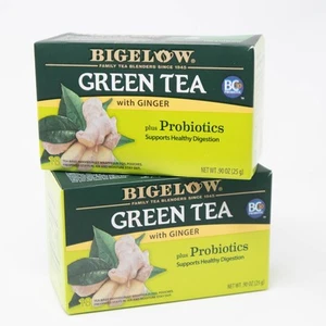 Bigelow Green Tea Ginger Plus Probiotics 2 Pack Supports Digestion Wellness - Picture 1 of 8