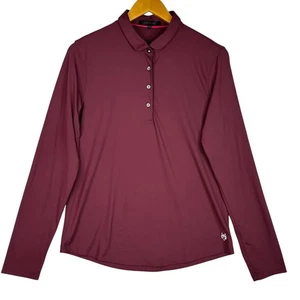 Greyson Polo Shirt Women’s L Burgundy Long Sleeve Performance Stretch Golf  Top - Picture 1 of 11