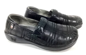 Mocassino Alegria Shoe Keli Zoccoli Nero Pelle a Quadri EU 39 / US Taglia 9 Slip On - Foto 1 di 10