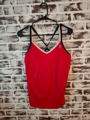 Camiseta sin mangas deportiva K Swiss grande roja negra tostada Foto 1 de 4