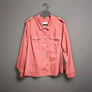 Torrid Peplum Twill Jacket Pinkish Red Sz 3 - Picture 1 of 10