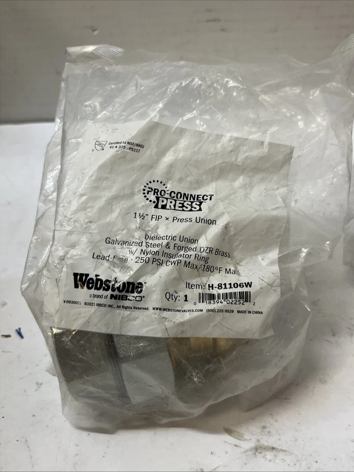Webstone H-81106W Pro Connect Press 1-1/2” FIP X Press Union - Изображение 1 из 3